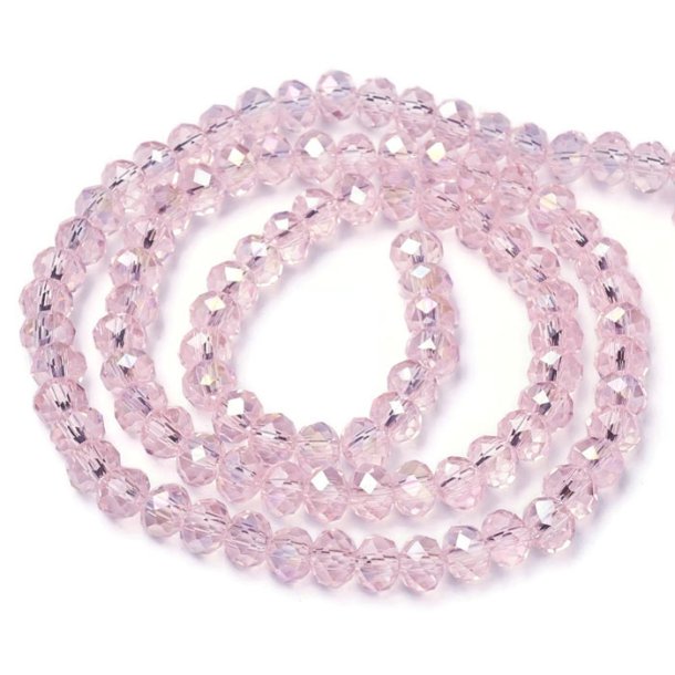 Celestial, whole strand, light pink rondelle, 4x3 mm, approx. 125 pcs