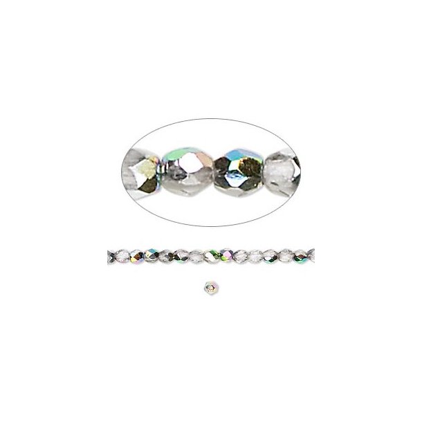 Glass, transparent, two-tone, metallic, round, facetted, 4mm, ca. 95pcs.