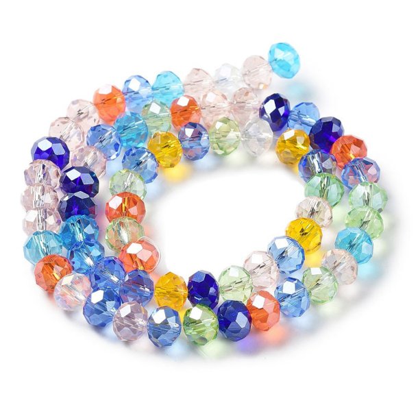 Celestial, ganzer Strang, facettierte Glasperlen, gemischte Farben, klein, 8x6 mm, 65 Stk.