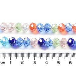 Celestial, ganzer Strang, facettierte Glasperlen, gemischte Farben, klein, 8x6 mm, 65 Stk.