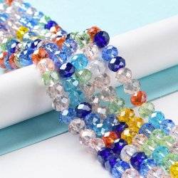 Celestial, ganzer Strang, facettierte Glasperlen, gemischte Farben, klein, 8x6 mm, 65 Stk.