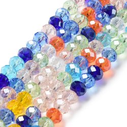 Celestial, ganzer Strang, facettierte Glasperlen, gemischte Farben, klein, 8x6 mm, 65 Stk.