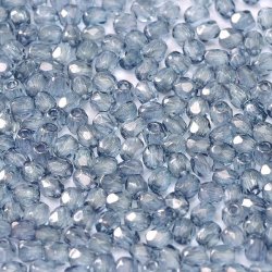 Glasperle, Denimblau, fire-polished, rund, facettiert, 3 mm, ca. 130 Stck