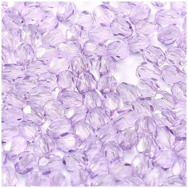 Glass bead, light amethyst-coloured, round, faceted, 3 mm, appx. 130 pcs