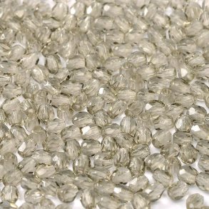 Glasperle, rauchfarben braun, transparent, facettiert, 3 mm, ca. 130 Stck