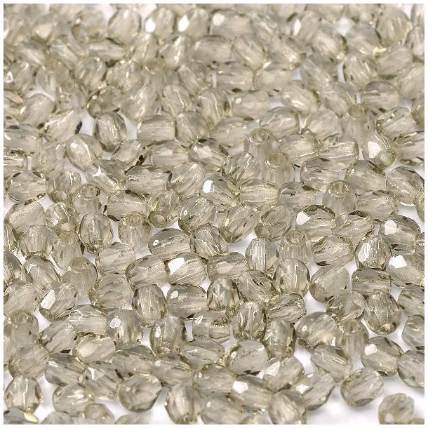 Glass bead, smoke-coloured brown, transparent, faceted, 3 mm, approx. 130 pcs