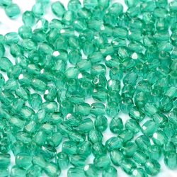 Glasperle, transparent, smaragd-grn, rund, facettiert, 3mm, ca. 130 Stk