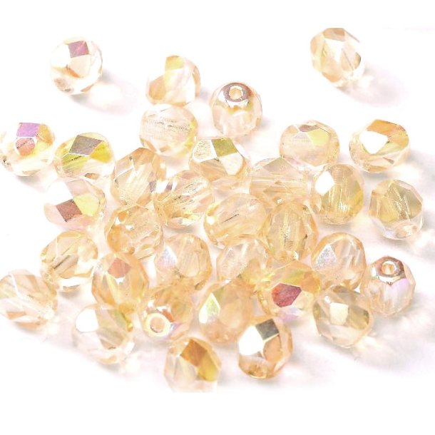 Glass beads, golden-yellow, firepolished, facetted, 3mm, ca. 133pcs.
