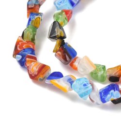 Unregelmige Glasperlen, doppelter Strang, Millefiori, ca. 6x5x4 mm, 170 stck