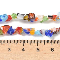 Unregelmige Glasperlen, doppelter Strang, Millefiori, ca. 6x5x4 mm, 170 stck