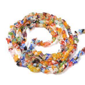 Unregelmige Glasperlen, doppelter Strang, Millefiori, ca. 6x5x4 mm, 170 stck