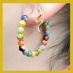 Glasperle, ganzer Strang, gemischte Farben, Millefiori, rund, 4 mm, ca. 95 Stck.