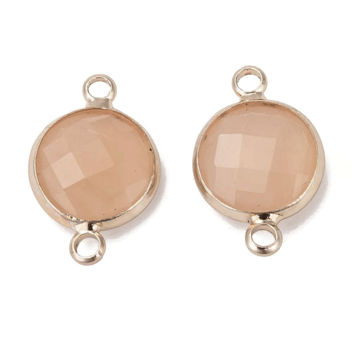Glas-Mittelteil, Satz, vergoldet, milchorange, 16x11 mm, 1 Stück