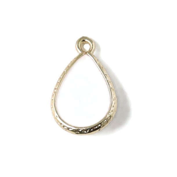 Glass charm, gilded smooth teardrop, opaque-white, 18x11mm, 1pc.
