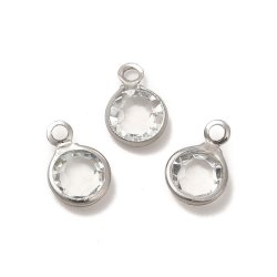 Kristalle mit sen, glas, versilbert, Messing, rund, transparent, 9x6 mm, 6 Stk