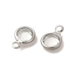 Kristalle mit sen, glas, versilbert, Messing, rund, transparent, 9x6 mm, 6 Stk