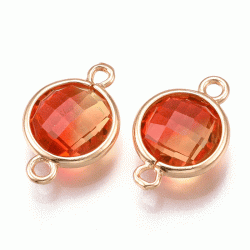 Glasanh&auml;nger, gerahmt, vergoldet, Gelb/Orange 16x11 mm, 1 St&uuml;ck