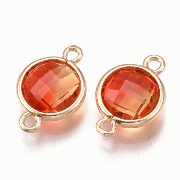 Glasanh&auml;nger, gerahmt, vergoldet, Gelb/Orange 16x11 mm, 1 St&uuml;ck