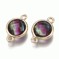 Glasanh&auml;nger, gerahmt, vergoldet, Indigo 16x11 mm, 1 St&uuml;ck