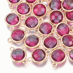 Glasanh&auml;nger, gerahmt, vergoldet, rosa/gr&uuml;n 16x11 mm, 1 St&uuml;ck