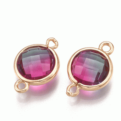 Glasanh&auml;nger, gerahmt, vergoldet, rosa/gr&uuml;n 16x11 mm, 1 St&uuml;ck