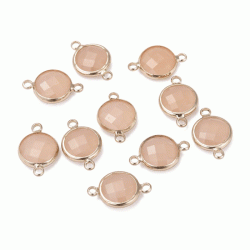 Glas-Mittelteil, Satz, vergoldet, milchorange, 16x11 mm, 1 St&uuml;ck