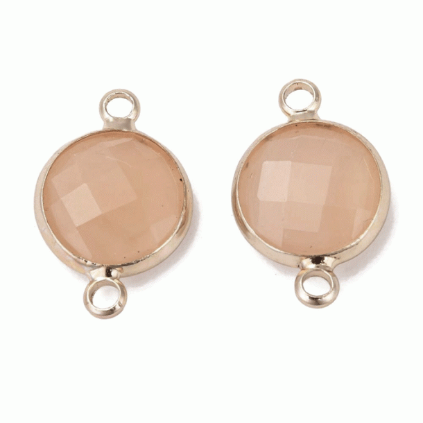 Glass-middle part, set, gold-plated, Milk orange, 16x11 mm, 1 piece