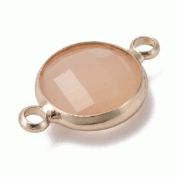 Glas-Mittelteil, Satz, vergoldet, milchorange, 16x11 mm, 1 St&uuml;ck