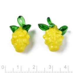 Glasanhnger, gelbe Ananas, Fruchtfigur mit se, 24x11 mm, 2 Stck