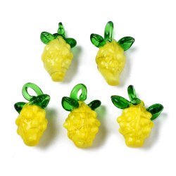 Glasanhnger, gelbe Ananas, Fruchtfigur mit se, 24x11 mm, 2 Stck