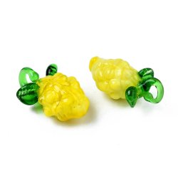 Glasanhnger, gelbe Ananas, Fruchtfigur mit se, 24x11 mm, 2 Stck