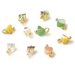 Kleiner Anhnger, facettiertem AB Glas in grn, gelb, rosa, Messing vergoldet, 8x6 mm, 6 Stck