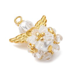 Anhnger, Engel, klare facettierte Perlen und Saatperlen, 30x21,5 mm, 1 Stck