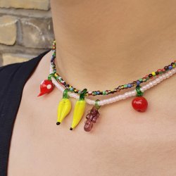 Glasanhnger, gelbe Ananas, Fruchtfigur mit se, 24x11 mm, 2 Stck