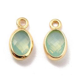 Glasanhnger, vergoldet, oval, helles trkis-grn, 9x4,5x2 mm, 1 Stck