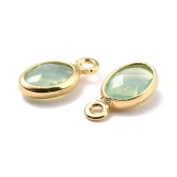 Glasanhnger, vergoldet, oval, helles trkis-grn, 9x4,5x2 mm, 1 Stck