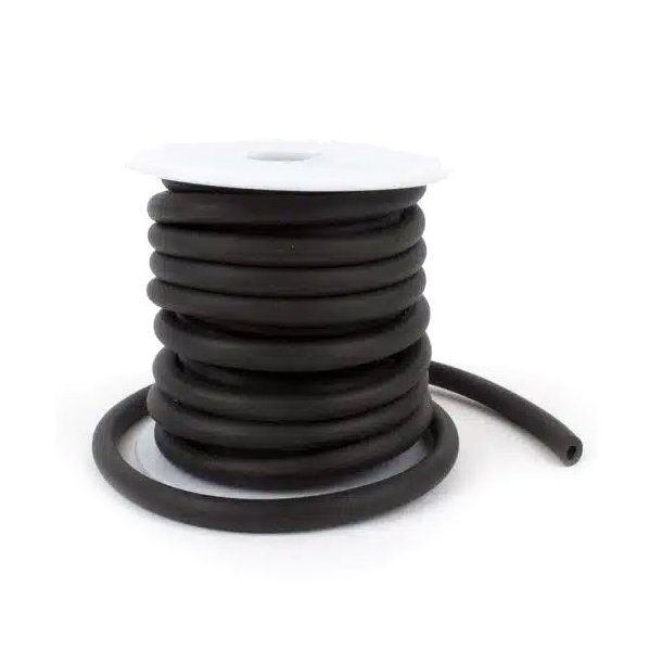 Rubber cord, black, hollow, round, thickness 3mm, 1m.