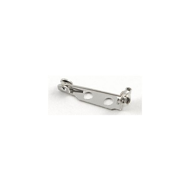 Pin back with locking bar, silver plated brass, length 20mm, 2pcs