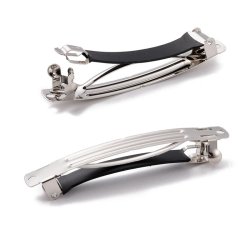 Haarspange, Edelstahl mit schwarzer Kunststoffbeschichtung, 80x10 mm, 2 Stck