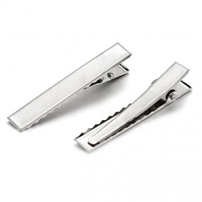Haarklemmen, platinfarbenes Metall, 60x8x12 mm, 4 Stk.