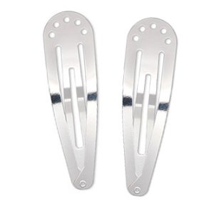 Haar-Clips, versilberter Edelstahl, gro, 68x19 mm, 2 Stk.