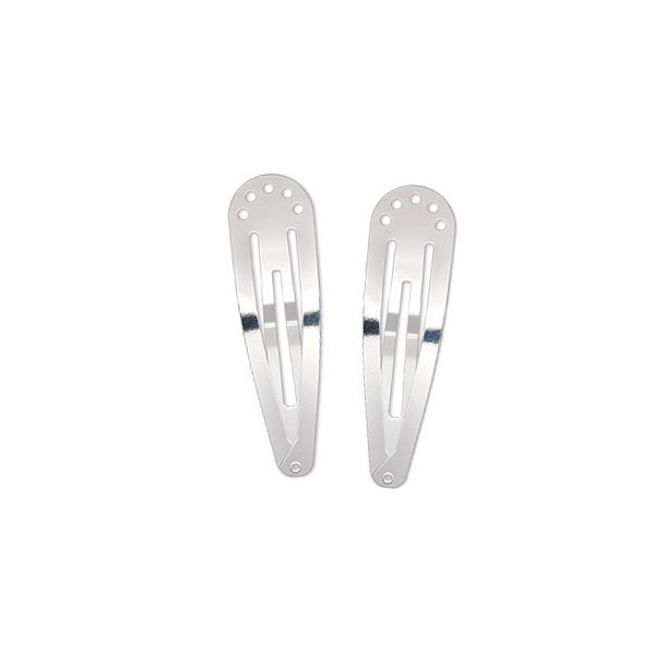 Haar-Clips, versilberter Edelstahl, gro, 68x19 mm, 2 Stk.
