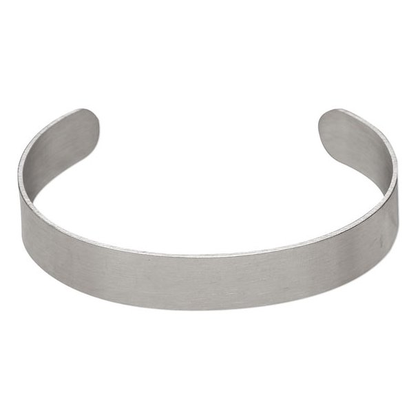 Bracelet, cuff, M, matt silver-plated steel, adjustable, width 10 mm, 1pc.