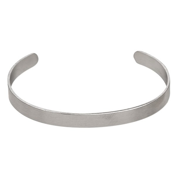 Bracelet, cuff, M, frosted, stainless steel, adjustable, width 6 mm, 1pc.