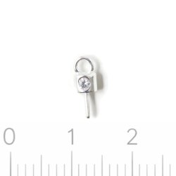 Stift�sken med klar zirkonia og cylindrisk kop, s�lv, 10x0,8 mm, 1 stk