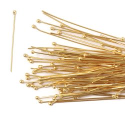 GROKAUF, Kurze Nietstifte, 1,5 mm Kugel, vergoldetes Silber, 30x0,5 mm, 100 Stk