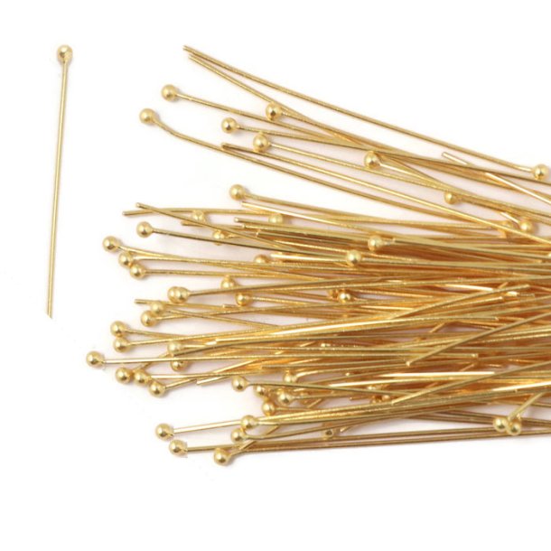 BULK PURCHASE, Short Headpin, 1,5mm ball, gold plated silver, 30x0,5mm, 100pcs