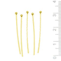 Kurze Nietstifte mit 1,5 mm Kugel, vergoldetes Silber, 30x0,5 mm, 10 Stk