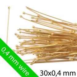 Kurze Nietstifte, Grokauf, 1,2 mm Kugel, dnner Draht, vergoldetes Silber, 30x0,4 mm, 100 Stk
