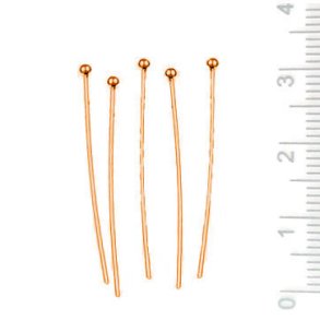 Kurze Nietstifte mit 1,5 mm Kugel, rosa-vergoldetes Silber, 30x0,5 mm, 10 Stk